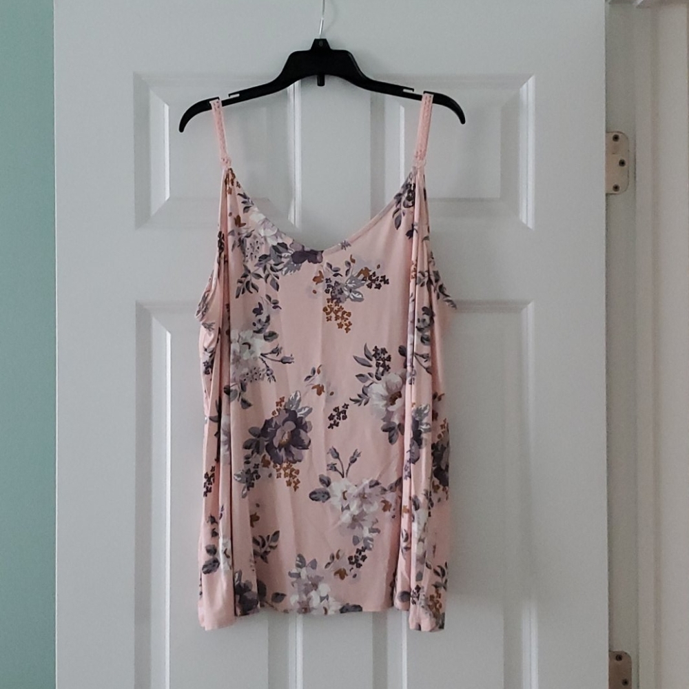 Pink floral tank top